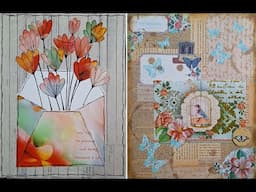 Live - 2 Art Journal Pages From 2 Envelops And A Greeting Card