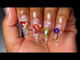 3D JELLY FRUIT NAIL ART USING SOLID GEL | GEL X🪼😋