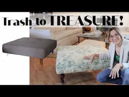 How I reupholstered my roadside find ottoman... for beginners...PART 2. Literal TRASH to TREASURE.