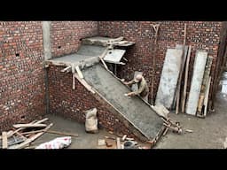 Construction Step By Step To Complete The Reinforced Concrete Stairs In The House Firmly