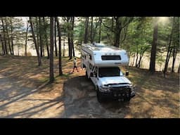 Truck Camping on a lake peninsula - relaxing spring camping