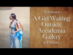 A Girl Waiting in Line – Watercolor Painting