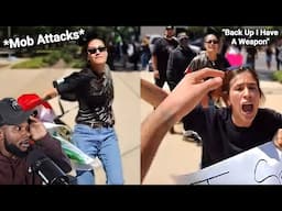 Anti Immigration Protesters Attacks Man Until He Tells Them He Has A Weapon