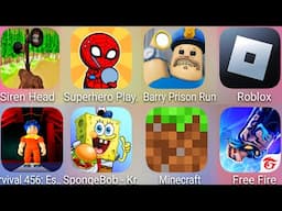 Superhero Play 456,Roblox,Barry's Prison Run,SpongeBob Krusty,Free Fire,Minecraft,Survival 456: Obby