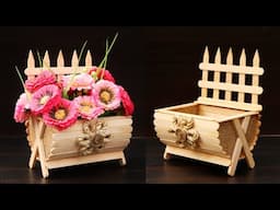 Easy Jute Flower Vase | How to Make A Flower Vase with sticks | Simple flower pot craft