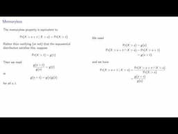 The Exponential Distribution:  The Memoryless Property