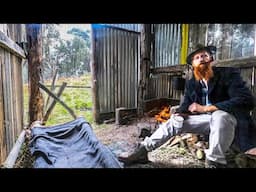 Camping Through a Storm in My Homebuilt Pioneer Hut