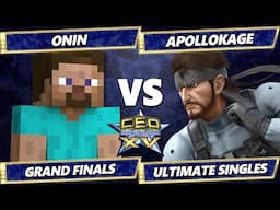 CEO 2025 GRAND FINALS - Onin (Steve) Vs. ApolloKage (Snake) Smash Ultimate - SSBU