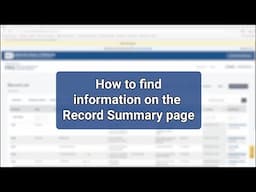 How to Find Information on the Record Summary Page