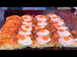 japanese street food - hiroshima style okonomiyaki お好み焼き