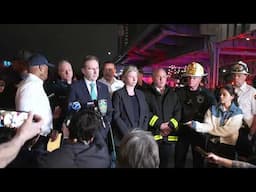 PC Tisch and Mayor briefed the media regarding a collision investigation at the Brooklyn Bridge.