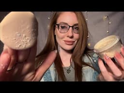 ASMR Powdering Your Face With Pancake Makeup +mascara