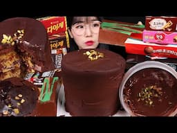 두바이 초콜릿 케이크 먹방! (ft. 과자털이) DUBAI CHOCOLATE CAKE DESSERT MUKBANG