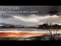 Paint Loose! 3 COLOURS Watercolor WETLANDS Landscape Painting, Watercolour Techniques Tutorial Marsh