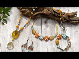 Make a Retro 60s Jewelry Set! | Czech Beads, Chalcedony Pendant, and Orange Aventurine