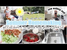 ☀️SUMMER HOMEMAKING // get it all done clean with me // meal plan + cook + bake +cleaning motivation