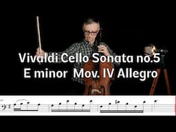 Vivaldi Cello Sonata in E Minor No.5 Mov. 4 Allegro Suzuki Book 5 | Sheet Music Piano Accompaniment