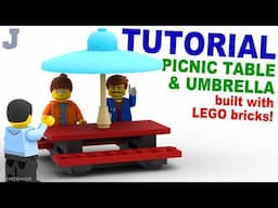 LEGO Tutorial How To Make A Picnic Table With Umbrella