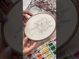 Floral paint brush embroidery 🪡 #embroidery #art #shorts