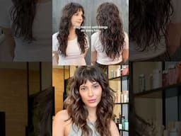 My shag style hair cut with bangs on wavy hair #wavyhair #haircut #bangs