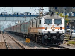 Howrah WAP7 Powering Sealdah-New Delhi Rajdhani Express Skips Mirzapur Bankipur Station At 120KMPH