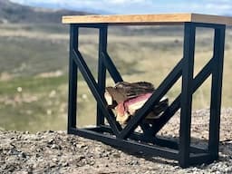 BUILDING THE MOST AMAZING LOG HOLDER FOR OUR TINY HOUSE | WITH A SOLID WOOD TABLE TOP \\ MMR