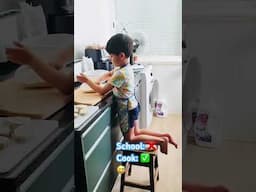 When skipping school, helps grandma at home 😆#kids #cooking #fish #hobby