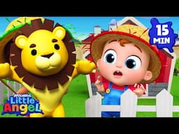 Old MacDonald Funny Animals! 🦁😝 | Little Angel | Fun Kids Songs | Nursery Rhymes