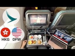 15 Hours Onboard CATHAY PACIFIC A350-1000 ECONOMY Class to Dallas Fort Worth