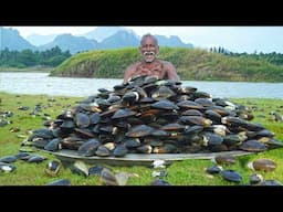 1000 MUSSELS | RIVER MUSSELS HUNTING | Village Healthy Recipe | Grandpa Show