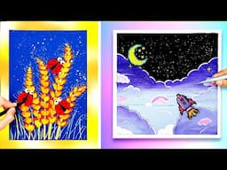 🖍️🌌Create a Stunning Painting with an Iron Scrubber! 🎨 Easy Art for Beginners #creativeart