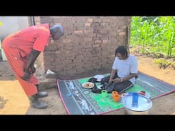 African village life, setting up farm// Roofing the goats house