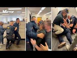 California senator forcibly removed from press conference