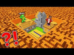 Mikey and JJ Survive in VILLAGE Inside LAVA MAZE in Minecraft (Maizen)