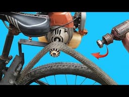 Farmer Attaches Lawnmower to Bicycle! Turning a Lawn Mower Into a Friction Motor for Bicycles