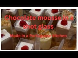 Chocolate mousse on a shot glass