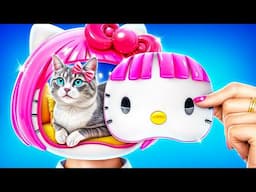 ¡Construimos una Habitación Secreta para un Gato! ¡Hello Kitty Salvó a un Gatito Sin Hogar!