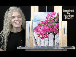 SPRING FLOWER FENCE- Learn How to Draw and Paint with Acrylics - Beginner Acrylic Painting Tutorial
