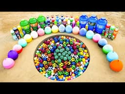 Experiment: Relax Balls vs Big Balloons Soda & Fanta, Mirinda, 7up, Coca Cola and Mentos Underground