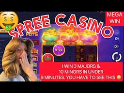 SPREE CASINO🚨I HIT 3 MAJORS AND 10 MINORS🚨UNDER 9 MINUTES😳YOU HAVE TO SEE THIS #spreecasino #slots
