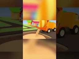🚗🚗🚗The colorful cement mixers pour foundation in cartoon for kids #shorts #cars #vehicles