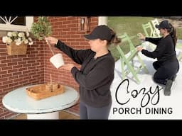 Creating A Cozy Porch Dining Space with Vintage Thrifted Chairs, Table & DIY Decor!