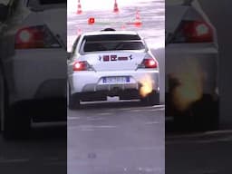 💥 Angry Mitsubishi Lancer shoots flames from the exhaust! #shorts