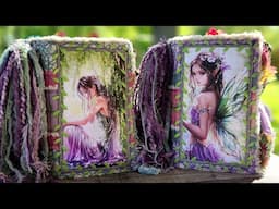 Fairy Junk Journal Flip Through Colorful Fairies Pink Purple Blue Green Grungy Magical Forest Grunge