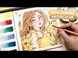 🌻 Trying Out New Watercolor / Paul Rubens Watercolor Paint Large Ceramic Pan Review