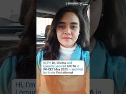 Meet Dr. Chetna who scored AIR 26 in INICET May 2025 in her first attempt! 🏆 #shorts #dbmci