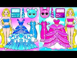 PINKI vs SKY BLUE Princess Makeup & Dress Up - Barbie Makeover Handmade - DIY Arts & Paper Crafts