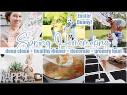 🌸 2 DAYS OF SPRING HOMEMAKING // deep clean, decorate, & refresh + healthy dinner + grocery haul