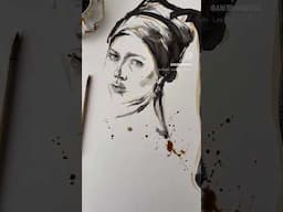 Coffee portrait painting  #coffeeart #art #coffeeportrait #painting #inkdrawing