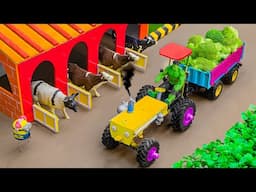 DIY tractor build a COW BARN mini science project / mini CONSTRUCTION BUILDING / Diy TRACTOR FARMING